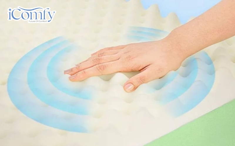Nên chọn mua nệm memory foam hay nệm cao su? 4 Memory Foam còn có khả năng hấp thụ chuyển động rất tốt, giúp hạn chế ảnh hưởng