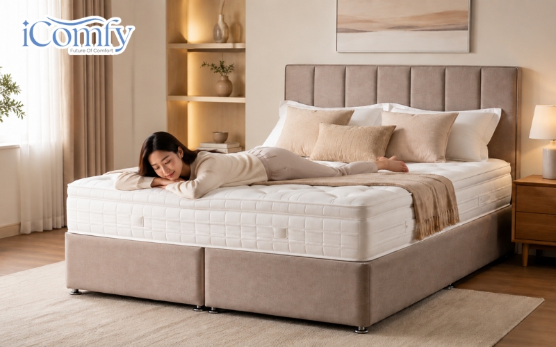 Cẩm nang chọn độ cứng nệm chuẩn y khoa giúp bảo vệ cột sống 10 Một chiếc nệm mềm đến trung bình, khoảng cấp độ 3 – 5, có khả năng ôm theo đường cong cơ thể
