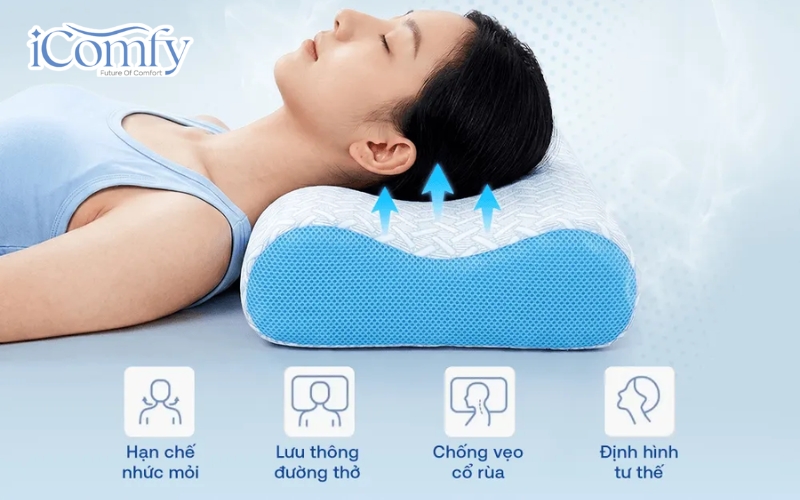 Thiết kế của gối công thái học có thể ôm sát theo đường cong cột sống