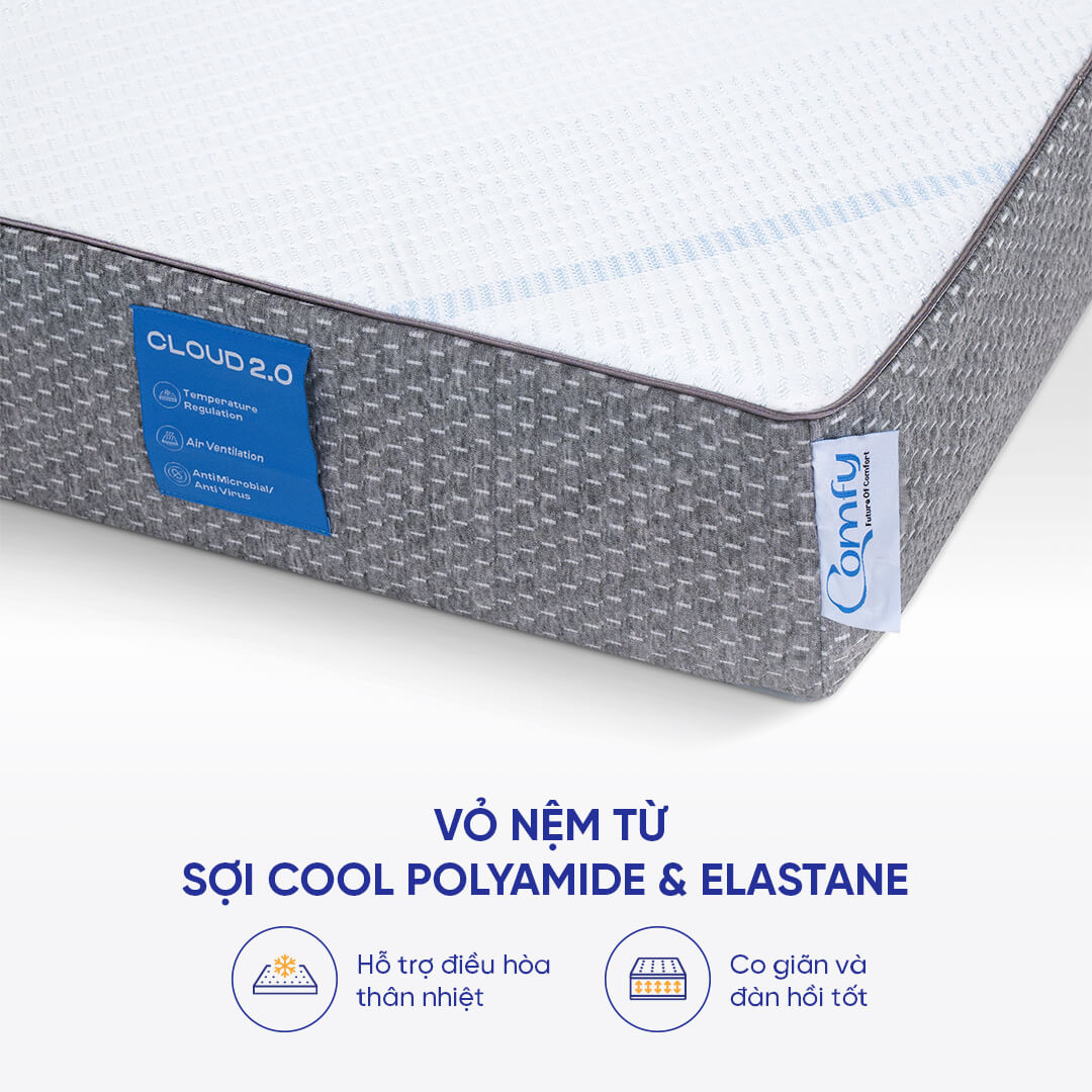 Vỏ nệm từ sợi cool polyamide & elastane