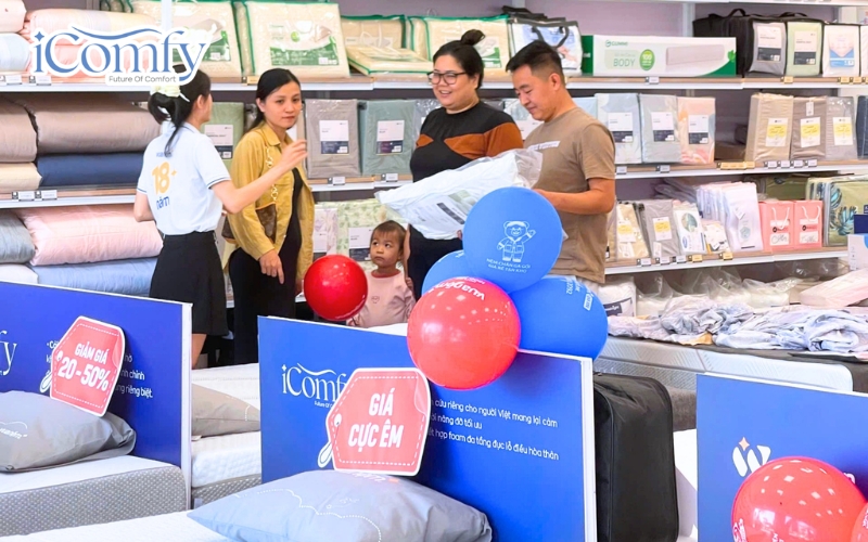 So sánh nệm foam và nệm lò xo: Lựa chọn nào tốt hơn cho sức khỏe? 11 iComfy còn mang đến nhiều chính sách hấp dẫn giúp khách hàng an tâm hơn khi chọn mua