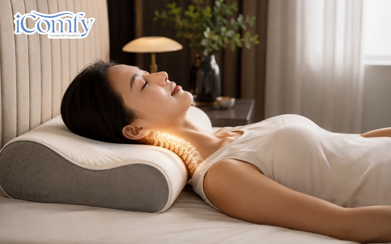 Bí quyết chọn gối cho người đau cổ ngủ ngon, giảm đau vai gáy 8 Nếu đang đau cổ, nên tập chuyển sang nằm ngửa hoặc nằm nghiêng