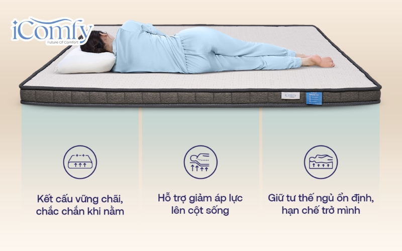 Nệm cần phân tán trọng lượng đồng đều, ôm sát đường cong tự nhiên của cơ thể