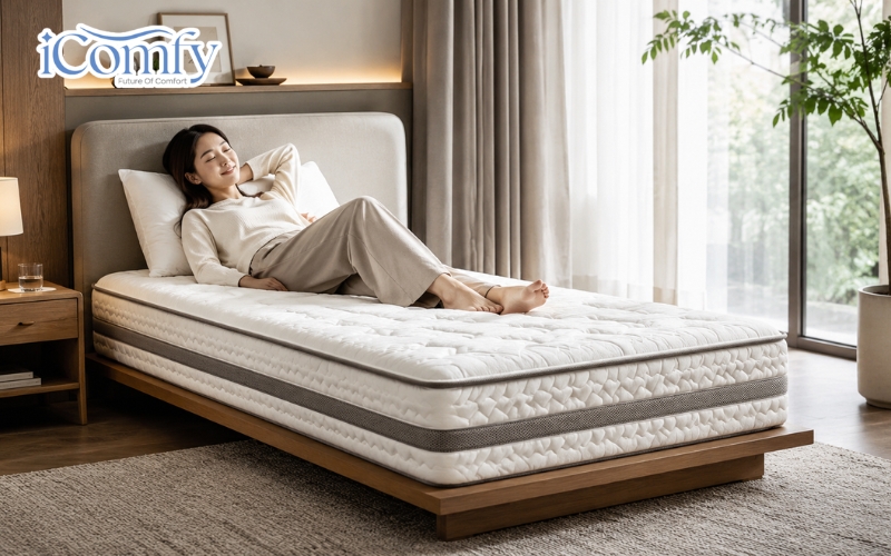 Tư thế nằm ngửa giúp cơ thể nằm cân đối, hạn chế tình trạng cột sống bị xoắn hoặc lệch do tư thế ngủ.