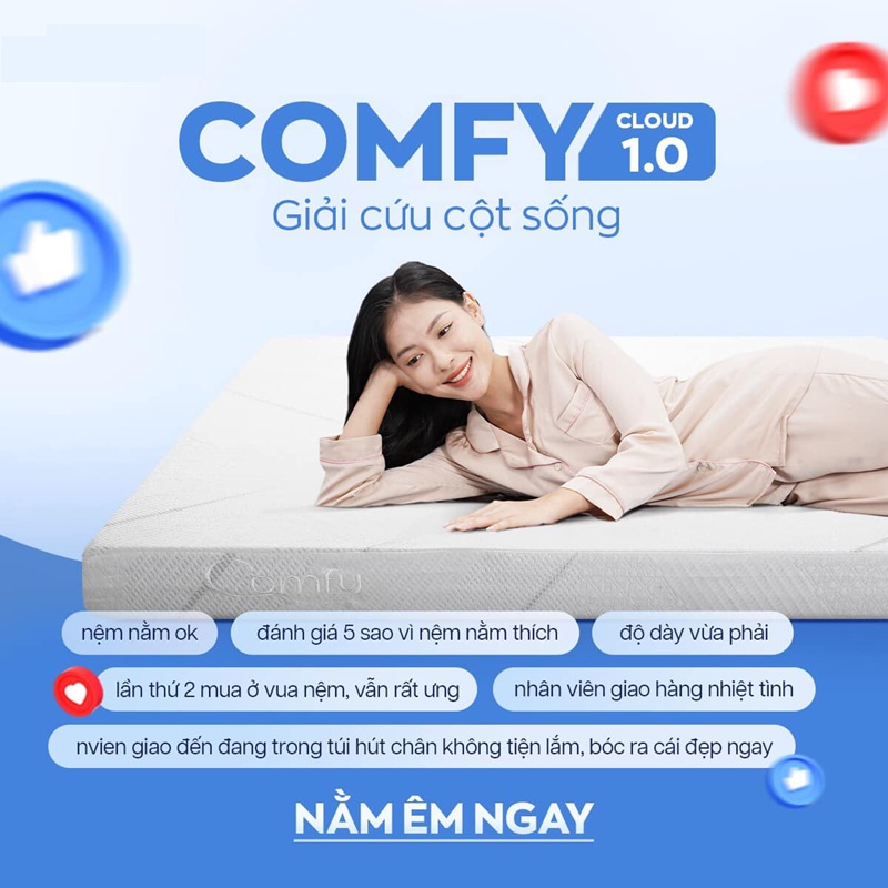 Tham khảo 5 sản phẩm nệm cho phụ nữ mang thai chất lượng 4 Nệm foam Comfy Cloud 1.0
