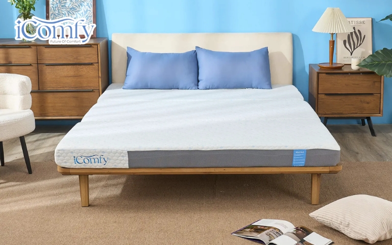 Với kích thước 180x200cm, nệm đủ chỗ cho hai người lớn và một bé nhỏ nằm