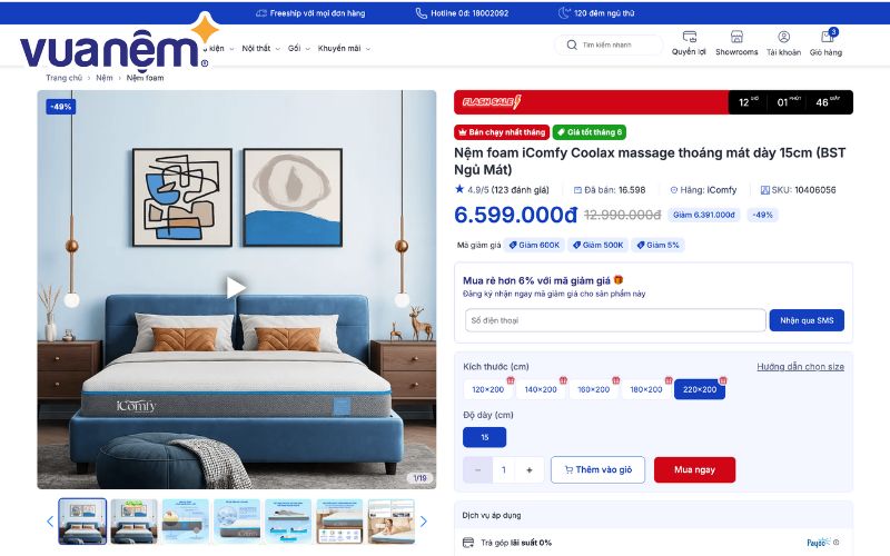 Tìm hiểu chính sách mua nệm trả góp Vua Nệm chi tiết 4 Bước 2: Nhấn nút “Mua ngay” để đặt hàng