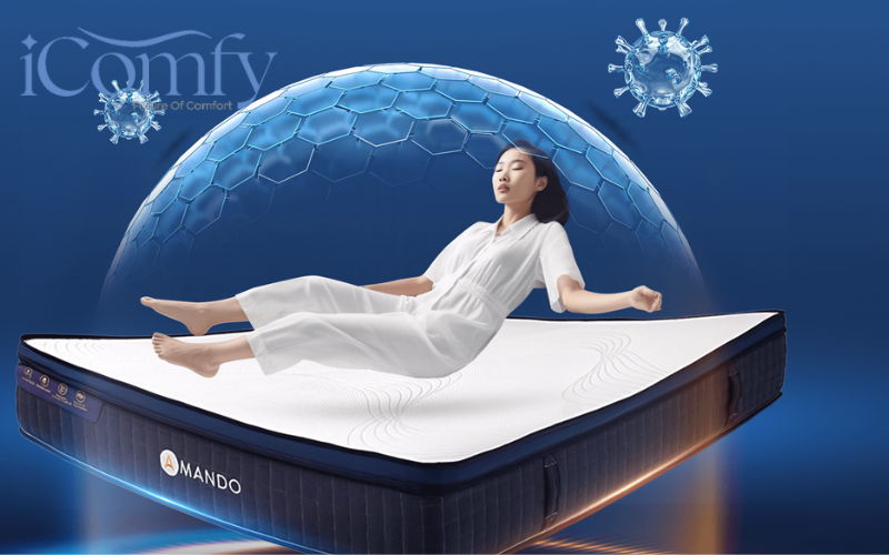 Cập nhật giá nệm lò xo 1m6 x 2m đầy đủ, chi tiết 6 Amado với hệ thống lò xo phân vùng, công nghệ hạn chế vi khuẩn