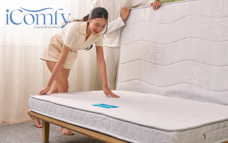 Nệm bông ép gồm áo đệm và ruột đệm