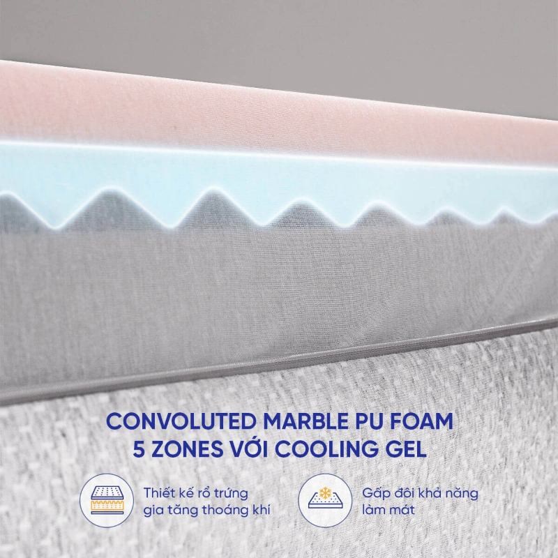 Nâng đỡ 5 vùng, êm ái mọi tư thế