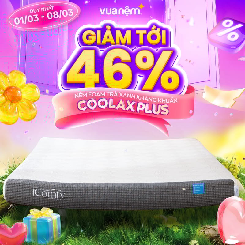 Sale 8/3: Tuần Lễ Của Nàng – Quà Sang Ngập Tràn 3 Nệm foam trà xanh iComfy Coolax Plus Sale 46%