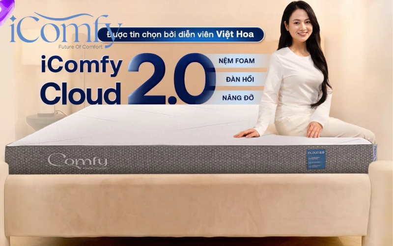 TOP 8 mẫu nệm cho người đau vai gáy ngủ ngon, sâu hơn 7 Nệm foam iComfy Cloud 2.0