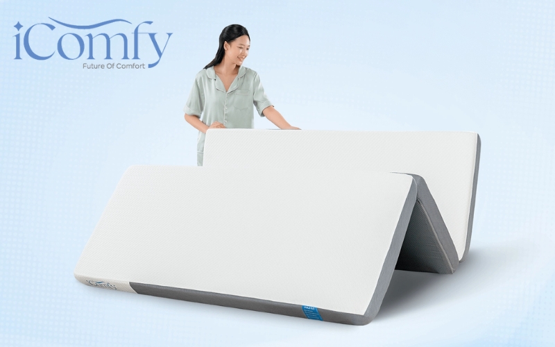 Nệm mỏng gấp gọn thiết kế gấp 2, gấp 3 hoặc cuộn tròn giúp bạn dễ dàng cất 