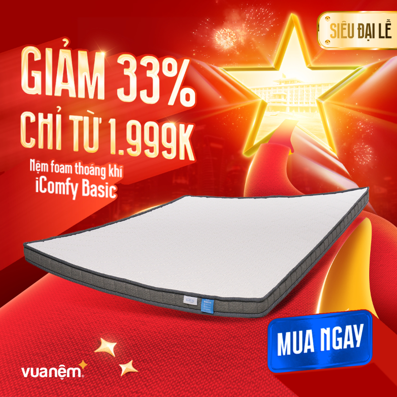 Sale Tưng Bừng – Mừng Đại Lễ 6 Nệm foam thoáng khi iComfy Basic