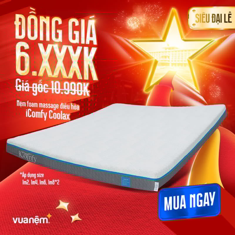 Sale Tưng Bừng – Mừng Đại Lễ 2 Nệm foam massage làm mát iComfy Coolax
