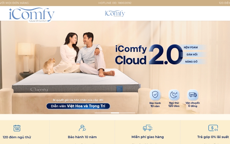 Chỉ vài cú click, iComfy với giao diện dễ mua, dễ lựa chọn nệm theo thể trạng