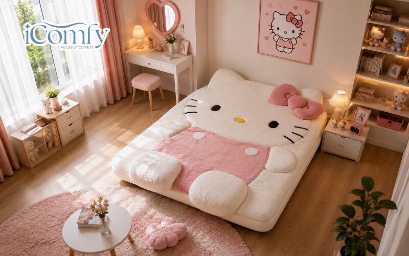 Nệm hình thú Mèo Hello Kitty duyên dáng