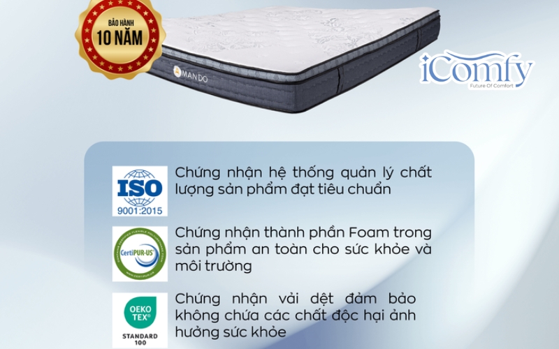 7 mẫu nệm xuất khẩu chất lượng, an toàn cho giấc ngủ 3 CertiPUR-US là chứng nhận quan trọng nhất với nệm foam và memory foam