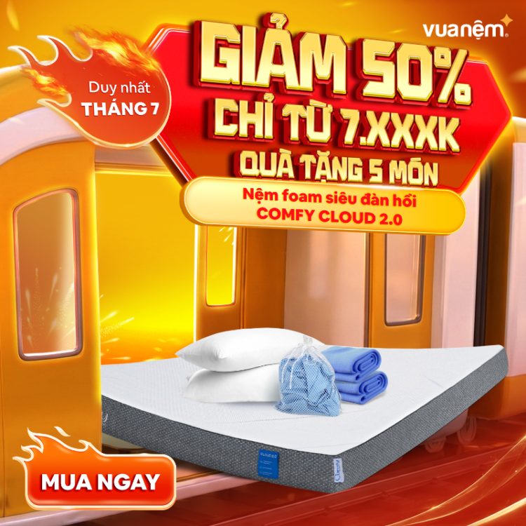 iComfy Sale Tháng 7: Siêu Sale Giữa Năm – Chăn Nệm Rẻ Quá 2 Nệm foam iComfy Cloud 2.0 đàn hồi tốt