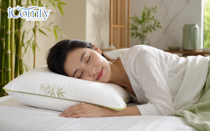 Điểm khiến nhiều người chọn gối tre chính là cảm giác mát lạnh ngay từ lần chạm đầu tiên