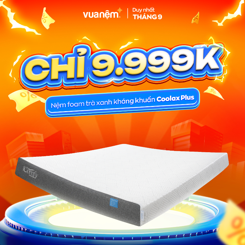 iComfy Sale Tháng 9: Sale Đánh Úp - 4 Deal Hợp Nhất 4 Nệm foam khoáng khuẩn iComfy Coolax Plus