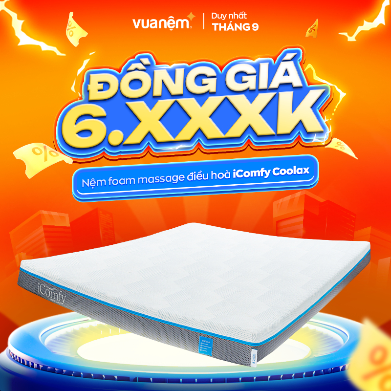 iComfy Sale Tháng 9: Sale Đánh Úp - 4 Deal Hợp Nhất 3 Nệm foam iComfy Coolax chạm mát