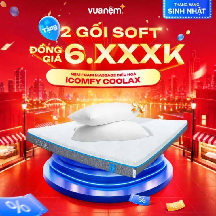 Nệm foam iComfy Coolax mát xa đa điểm