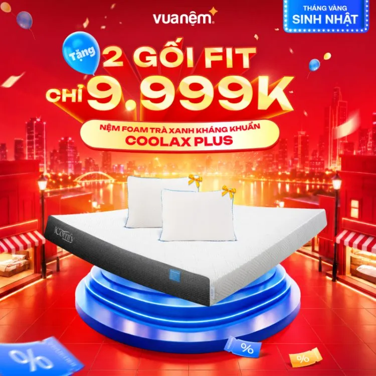 Nệm foam iComfy Coolax Plus chạm mát, êm ái