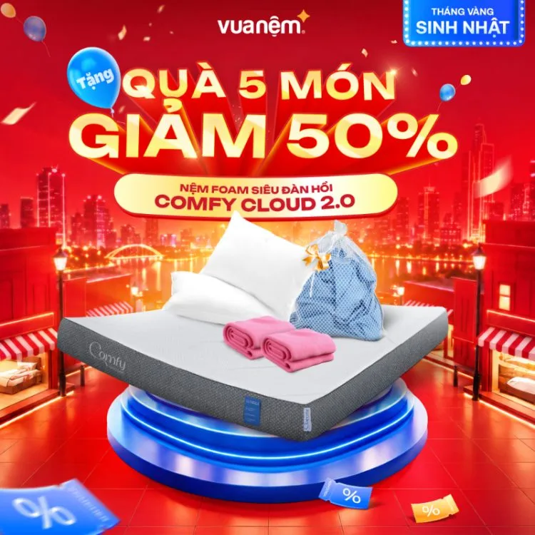 Nệm foam iComfy Cloud 2.0 đàn hồi tốt