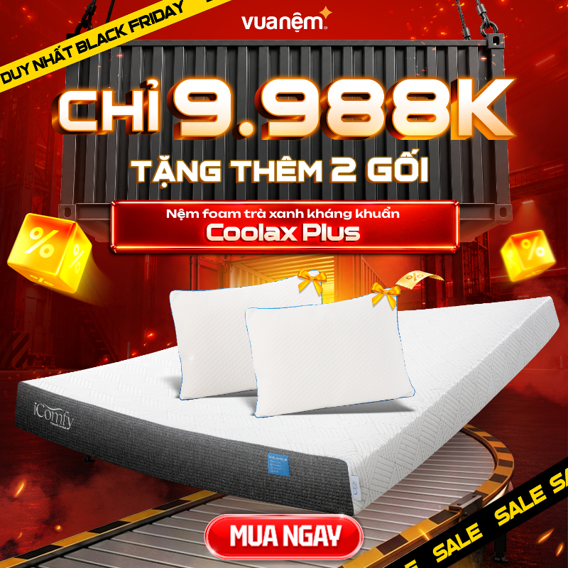 Nệm foam iComfy Coolax Plus chạm mát, êm ái